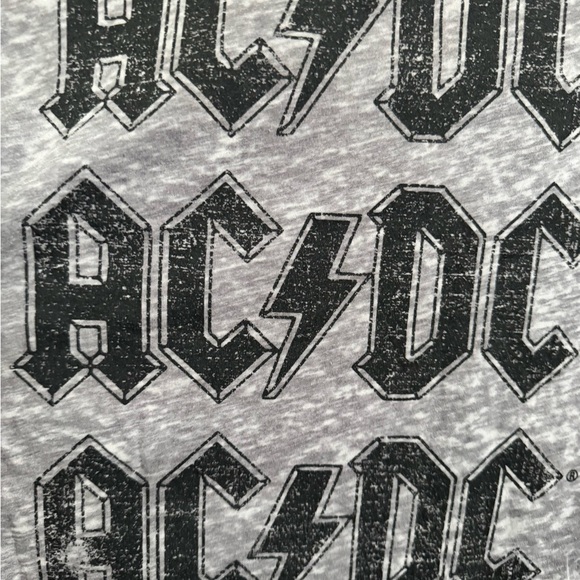 Oddpeople AC/DC Vintage Gray and Black Lightning Bolt Short Sleeve Tee - Picture 9 of 9